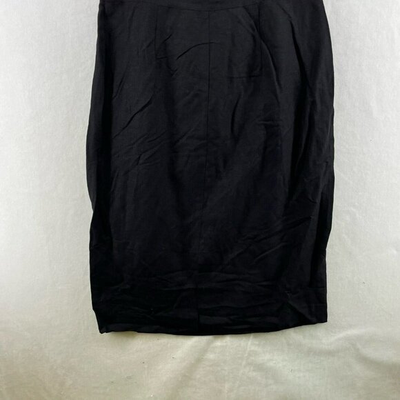 Abercrombie & Fitch Sheath Mini Dress Sz 10T Black Scoop Neck Strap Ties Linen - Picture 7 of 11